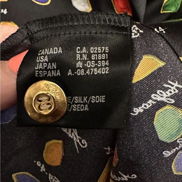 Vintage LAURÈL by Escada Silk Blouse Womens US 6 EU 38 Gemstone Print Black vtg - Picture 10 of 14